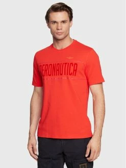 Εξοδος 🎁 Aeronautica Militare Άνδρες T-shirts T-Shirt 222TS2047J550 Κόκκινο Comfort Fit 🧨