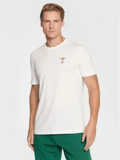 Προώθηση ❤️ Aeronautica Militare Άνδρες T-shirts T-Shirt 222TS1580J372 Λευκό Regular Fit 💯