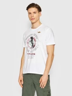 Προώθηση 😀 Aeronautica Militare Άνδρες T-shirts T-Shirt 221TS1948J507 Λευκό Regular Fit 🎁