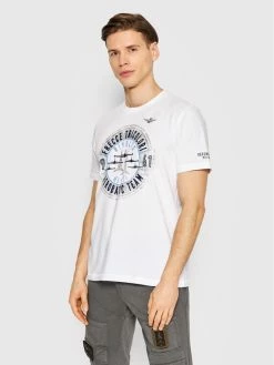 Εκπτωση 😍 Aeronautica Militare Άνδρες T-shirts T-Shirt 221TS1946J507 Λευκό Regular Fit 💯
