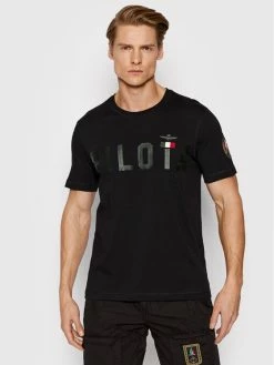 Flash Sale 🎉 Aeronautica Militare Άνδρες T-shirts T-Shirt 221TS1851J513 Μαύρο Regular Fit 🥰