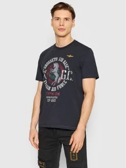 Προώθηση 🤩 Aeronautica Militare Άνδρες T-shirts T-Shirt 221TS1948J507 Σκούρο μπλε Regular Fit ⭐