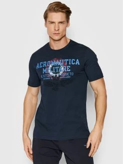 Best Pirce ❤️ Aeronautica Militare Άνδρες T-shirts T-Shirt 221TS1940J492 Σκούρο μπλε Regular Fit 😉
