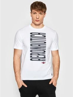 Εκπτωση ⌛ Aeronautica Militare Άνδρες T-shirts T-Shirt 221TS1932J469 Λευκό Regular Fit 💯