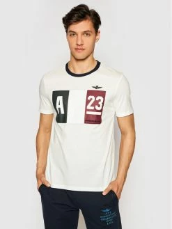 Η καλύτερη συμφωνία 💯 Aeronautica Militare Άνδρες T-shirts T-Shirt 211TS1866J492 Λευκό Regular Fit ❤️