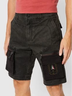 Best Pirce 😍 Aeronautica Militare Άνδρες Υφασμάτινα Σορτς Σορτς υφασμάτινο 221BE141CT2931 Μαύρο Regular Fit 👍