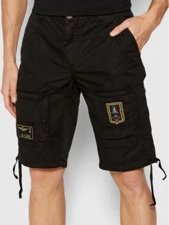 Εκπτωση 😉 Aeronautica Militare Άνδρες Υφασμάτινα Σορτς Σορτς υφασμάτινο 221BE041CT1122 Μαύρο Regular Fit 😀