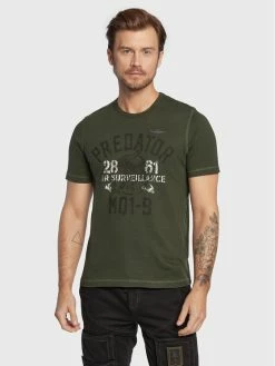 Τοπ 10 🌟 Aeronautica Militare Άνδρες T-shirts T-Shirt 222TS2010J569 Πράσινο Regular Fit 😉