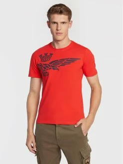Πολύ καλή προσφορά ⭐ Aeronautica Militare Άνδρες T-shirts T-Shirt 222TS1992J550 Κόκκινο Regular Fit 🔥