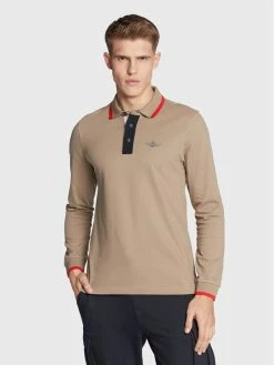 Προώθηση 🔔 Aeronautica Militare Άνδρες Μπλούζες Polo Polo 222PO1648P173 Μπεζ Slim Fit 😍