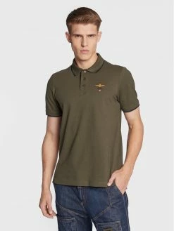 Κουπόνι 👍 Aeronautica Militare Άνδρες Μπλούζες Polo Polo 222PO1308P82 Πράσινο Regular Fit ✔️