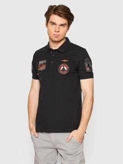 Νέος 🛒 Aeronautica Militare Άνδρες Μπλούζες Polo Polo 221PO1602P192 Μαύρο Regular Fit 🔔