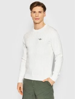 Ολοκαίνουργιο 🤩 Aeronautica Militare Άνδρες Πουλόβερ 221MA1376L462 Λευκό Regular Fit ✔️