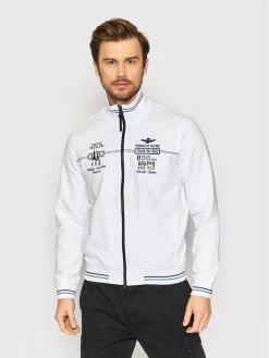 Προώθηση 👍 Aeronautica Militare Άνδρες Μπλούζες Με Φερμουάρ Μπλούζα 221FE1677F419 Λευκό Regular Fit ⌛