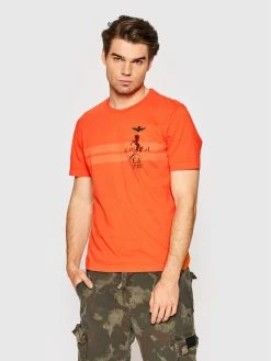 Φτηνός 👏 Aeronautica Militare Άνδρες T-shirts T-Shirt 221TS1957J539 Πορτοκαλί Regular Fit 💯