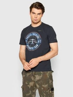 Προώθηση ⌛ Aeronautica Militare Άνδρες T-shirts T-Shirt 221TS1946J507 Σκούρο μπλε Regular Fit 👍