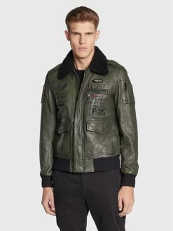 Aeronautica Militare Εκπτώσεις 25 ΧΟΝΔΡΙΚΟ ΕΜΠΟΡΙΟ 👏 Aeronautica Militare Άνδρες Δερμάτινα Μπουφάν Μπουφάν δερμάτινο 222PN926PL185 Πράσινο Regular Fit 🔔