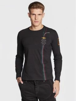 Προώθηση 🛒 Aeronautica Militare Άνδρες Μακρυμάνικα Longsleeve 222TS2043J558 Μαύρο Regular Fit 🥰