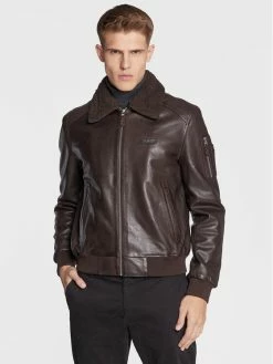 Νέος 🎉 Aeronautica Militare Άνδρες Δερμάτινα Μπουφάν Μπουφάν δερμάτινο 222PN927PL161 Καφέ Regular Fit 🧨