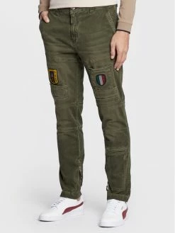 Νέος 😍 Aeronautica Militare Άνδρες Υφασμάτινα Παντελόνια Παντελόνι υφασμάτινο 222PA1508CT3001 Πράσινο Regular Fit 🌟