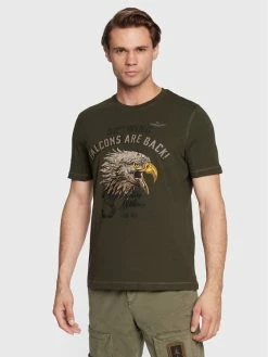 Εξοδος ❤️ Aeronautica Militare Άνδρες T-shirts T-Shirt 222TS2014J569 Πράσινο Regular Fit 🔥