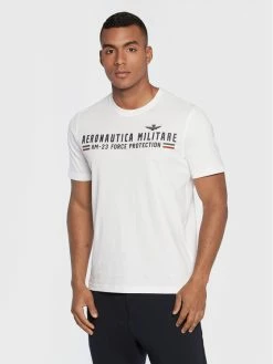 Νέος 💯 Aeronautica Militare Άνδρες T-shirts T-Shirt 222TS1942J538 Λευκό Regular Fit 🛒