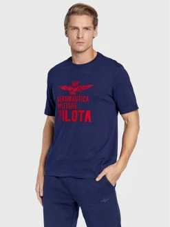 Τοπ 10 ⌛ Aeronautica Militare Άνδρες T-shirts T-Shirt 222TS1990J550 Σκούρο μπλε Comfort Fit 🔔