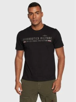 Best Pirce ✨ Aeronautica Militare Άνδρες T-shirts T-Shirt 222TS1942J538 Μαύρο Regular Fit 😀