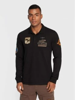 Εξοδος 👏 Aeronautica Militare Άνδρες Μπλούζες Polo Polo 222PO1659P192 Μαύρο Regular Fit 🥰