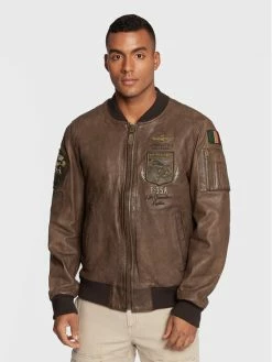 Καλύτερες κριτικές για 👏 Aeronautica Militare Άνδρες Δερμάτινα Μπουφάν Μπουφάν δερμάτινο 222PN925PL184 Καφέ Regular Fit 💯