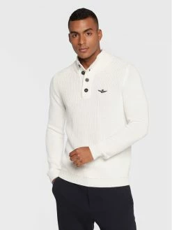 Flash Sale 🎁 Aeronautica Militare Άνδρες Πουλόβερ 222MA1405L409 Λευκό Regular Fit 😍